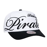 Unisex Mitchell & Ness White/Black Pittsburgh Pirates XL Script Pro Crown Adjustable Hat