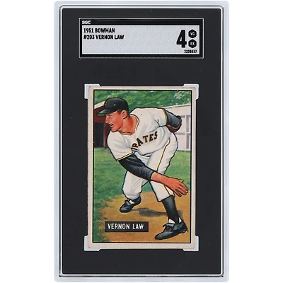 Carte de recrue authentifiée 4 de Vernon Law Pittsburgh Pirates 1951 Bowman #203 SGC