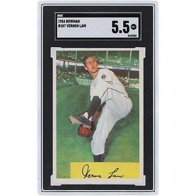 Carte 5.5 authentifiée SGC Bowman #187 des Pirates de Pittsburgh de Vernon Law 1954