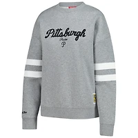 Women's Mitchell & Ness  Heather Gray Pittsburgh Pirates Lightweight Logo Pullover Sweatshirt
