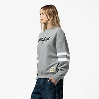 Sweat-shirt léger à logo pour femme Mitchell & Ness Heather Grey Pittsburgh Pirates