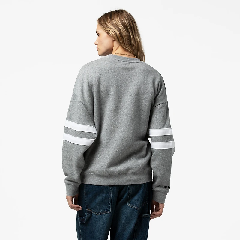 Women's Mitchell & Ness Heather Gray Pittsburgh Pirates Lightweight Logo Pullover Sweatshirt