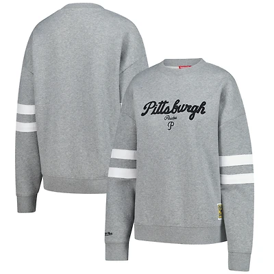 Sweat-shirt léger à logo pour femme Mitchell & Ness Heather Grey Pittsburgh Pirates