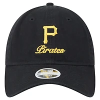 Casquette ajustable 9TWENTY Preppy Team des Pirates de Pittsburgh de New Era pour femme, noire