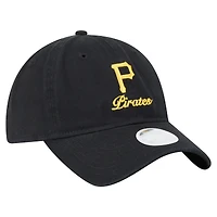 Casquette ajustable 9TWENTY Preppy Team des Pirates de Pittsburgh de New Era pour femme, noire