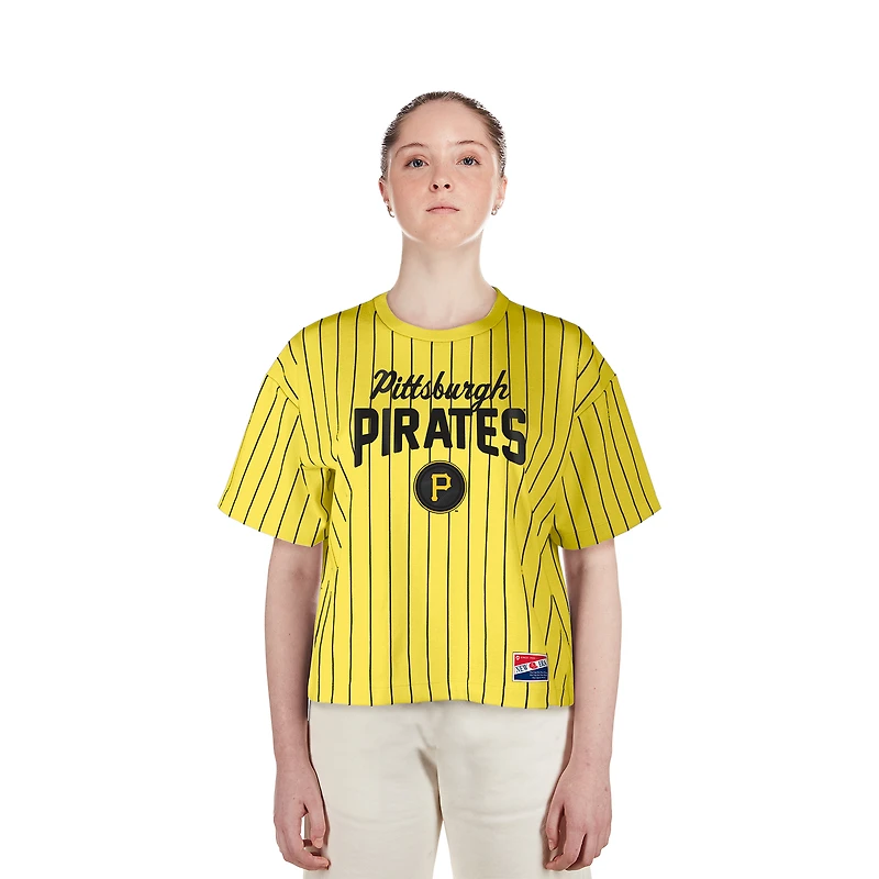 T-shirt court à rayures dorées Pittsburgh Pirates City Connect Multiplier New Era pour femme