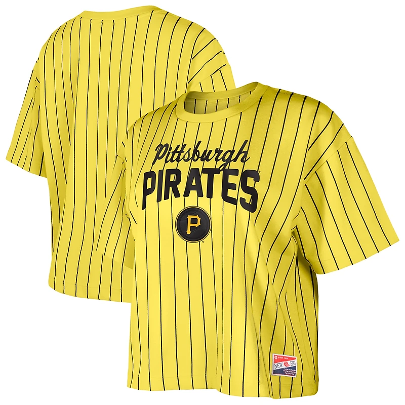 T-shirt court à rayures dorées Pittsburgh Pirates City Connect Multiplier New Era pour femme