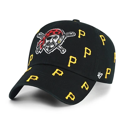 Women's '47  Black Pittsburgh Pirates Confetti Clean Up Adjustable Hat