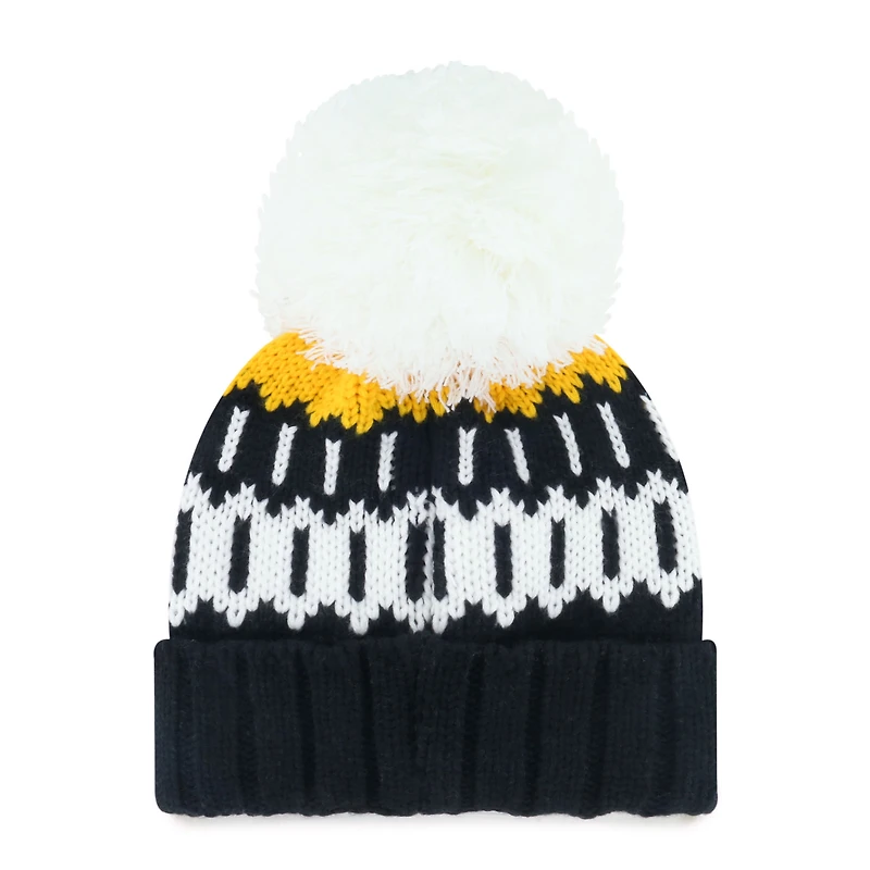 Bonnet en tricot à revers Felicity des Pirates de Pittsburgh noir '47 pour femme avec pompon