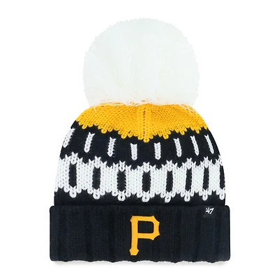 Women's '47  Black Pittsburgh Pirates Felicity Cuffed Knit Hat with Pom
