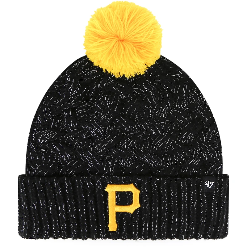 Bonnet à revers en tricot noir Pittsburgh Pirates '47 pour femme avec pompon