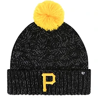 Bonnet à revers en tricot noir Pittsburgh Pirates '47 pour femme avec pompon