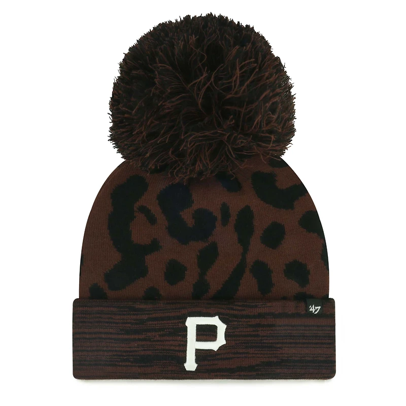Bonnet en tricot à revers avec pompon et rosette des Pirates de Pittsburgh marron '47 pour femme