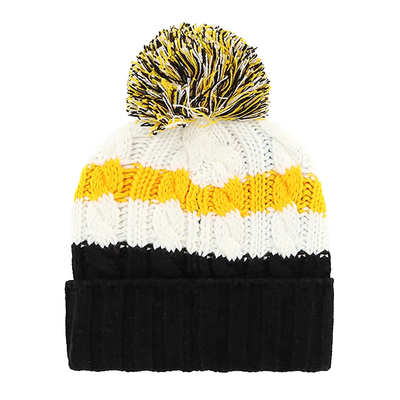 Women's '47 White/Black Pittsburgh Pirates Ashfield Cuffed Knit Hat with Pom