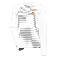 T-shirt à manches longues Antigua blanc/gris pour femme des Pirates de Pittsburgh Maverick Henley