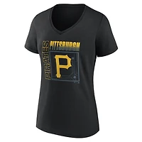 Women's Black Pittsburgh Pirates Home Field Pop Personalized Name & Number V-Neck T-Shirt