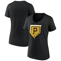 T-shirt noir à col en V pour femme, motif Pittsburgh Pirates Hometown.
