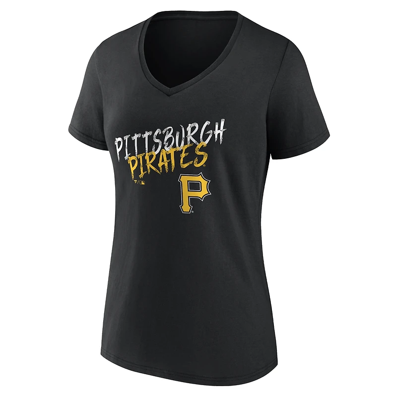 Women's Black Pittsburgh Pirates Hustle Personalized Name & Number V-Neck T-Shirt