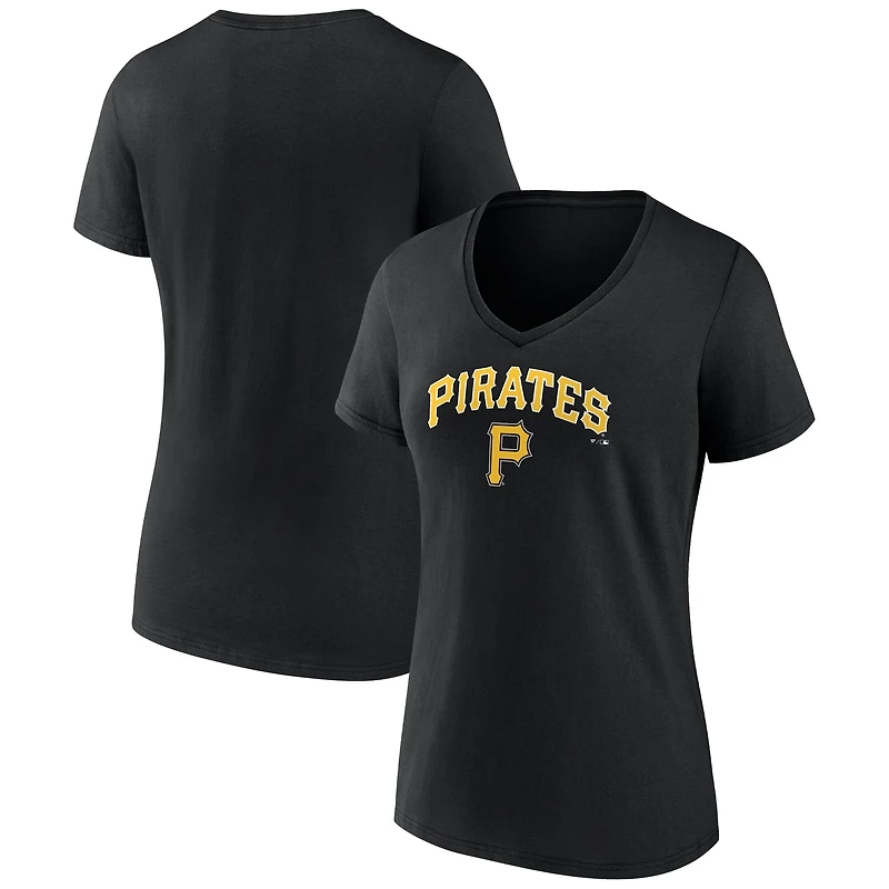 Women's Black Pittsburgh Pirates Team Lockup V-Neck T-Shirt