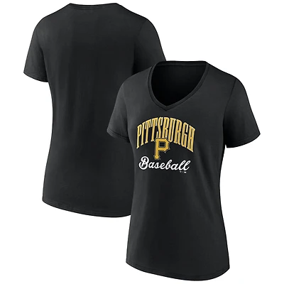 Women's Black Pittsburgh Pirates Victory Script V-Neck T-Shirt