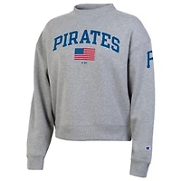 Sweat-shirt en polaire tri-blend gris chiné Champion pour femme, Pittsburgh Pirates, Americana Triumph