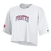Women's Champion  White Pittsburgh Pirates Boyfriend Cropped Americana T-Shirt