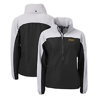 Women's Cutter & Buck Black/Gray Pittsburgh Pirates City Connect Charter Eco Recycled Half-Zip Anorak Jacket