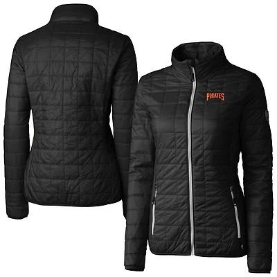 Women's Cutter & Buck Black Pittsburgh Pirates Rainier PrimaLoft Eco Insulated Full-Zip Puffer Jacket