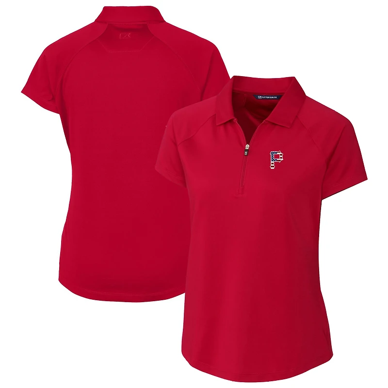 Polo extensible DryTec Forge pour femme avec logo Americana des Pirates de Pittsburgh, Cutter & Buck Cardinal
