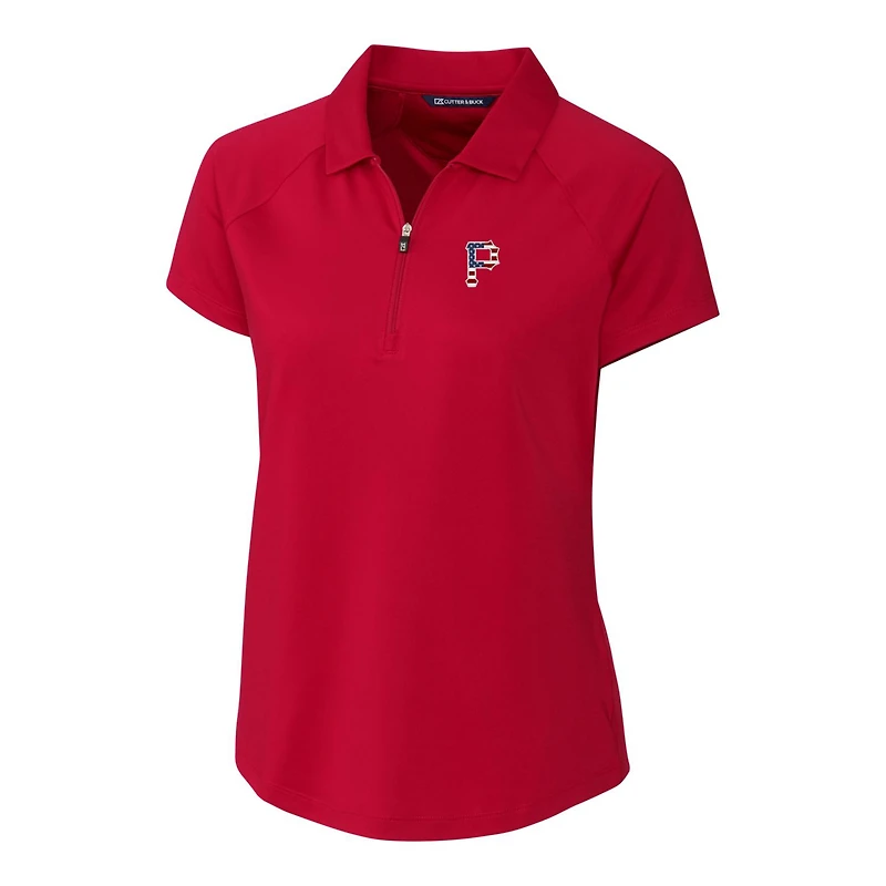 Polo extensible DryTec Forge pour femme avec logo Americana des Pirates de Pittsburgh, Cutter & Buck Cardinal