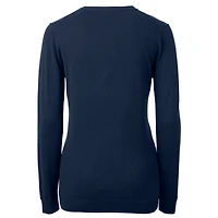 Women's Cutter & Buck Navy Pittsburgh Pirates Americana Logo Lakemont Tri-Blend V-Neck Pullover Sweater