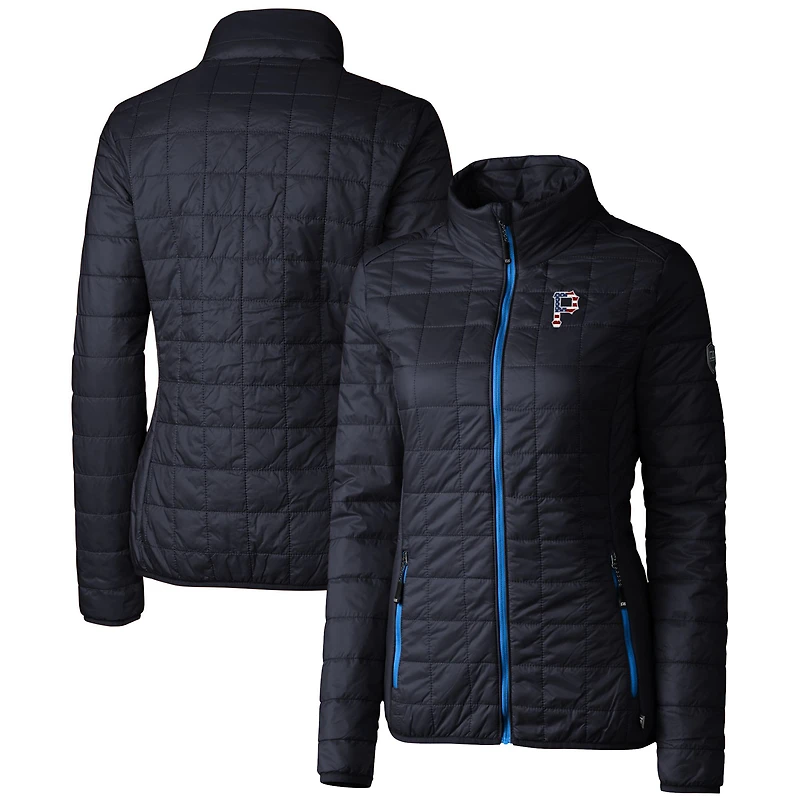 Women's Cutter & Buck Navy Pittsburgh Pirates Americana Logo Rainier PrimaLoft Eco Insulated Full-Zip Puffer Jacket
