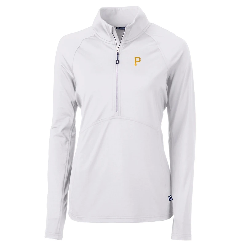 Women's Cutter & Buck White Pittsburgh Pirates Adapt Eco Knit Stretch Half-Zip Pullover Top