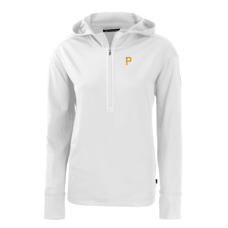 Women's Cutter & Buck White Pittsburgh Pirates Daybreak Eco Recycled Half-Zip Hoodie