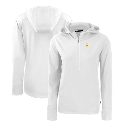 Women's Cutter & Buck  White Pittsburgh Pirates Daybreak Eco Recycled Half-Zip Hoodie