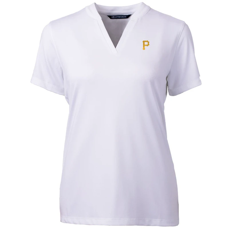 Women's Cutter & Buck White Pittsburgh Pirates DryTec Forge Stretch V-Neck Blade Top