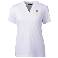Women's Cutter & Buck White Pittsburgh Pirates DryTec Forge Stretch V-Neck Blade Top