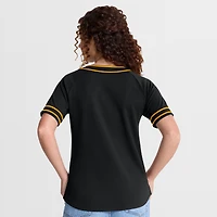 Women's Fanatics Black Pittsburgh Pirates Diva Race Ahead Raglan V-Neck T-Shirt