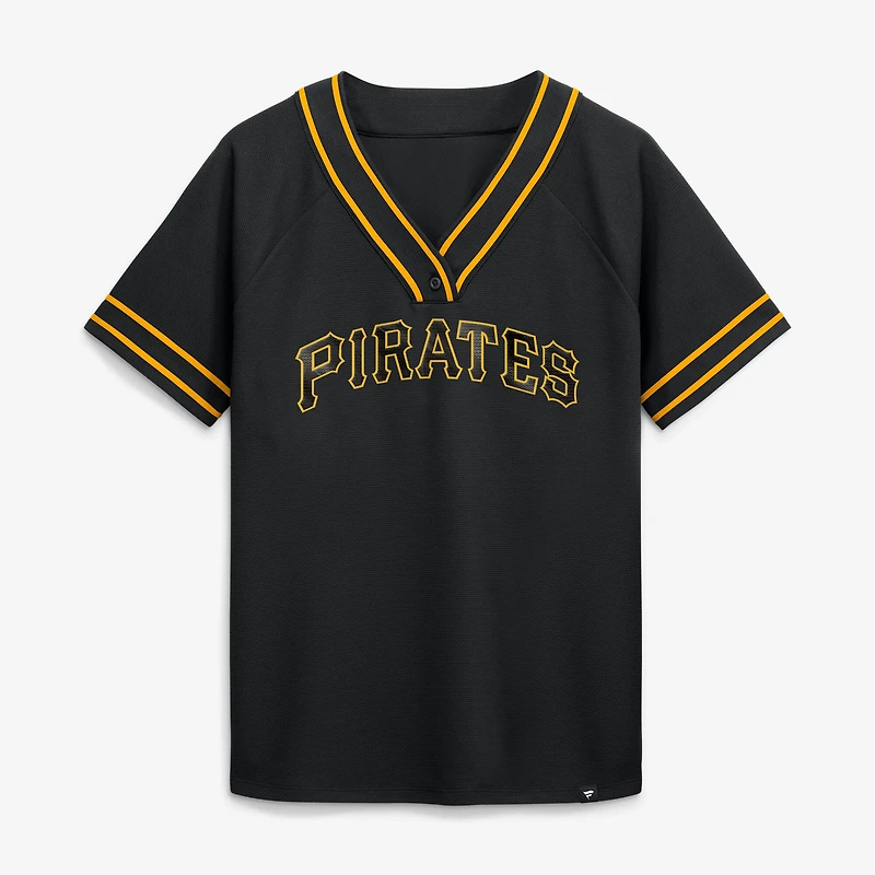 Women's Fanatics Black Pittsburgh Pirates Diva Race Ahead Raglan V-Neck T-Shirt