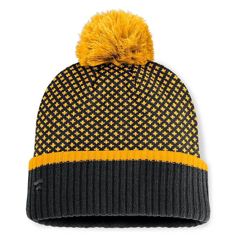Women's Fanatics Black Pittsburgh Pirates Fundamental Jacquard Cuffed Knit Hat with Pom