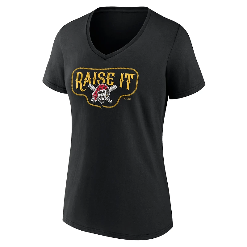 Women's Fanatics  Black Pittsburgh Pirates Raise It V-Neck T-Shirt
