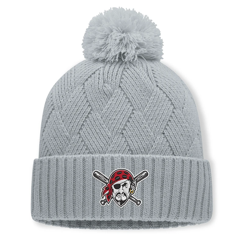 Women's Fanatics Gray Pittsburgh Pirates Shifted Knit Hat with Pom