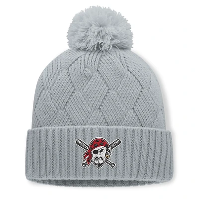 Women's Fanatics Gray Pittsburgh Pirates Shifted Knit Hat with Pom