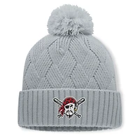 Women's Fanatics Gray Pittsburgh Pirates Shifted Knit Hat with Pom