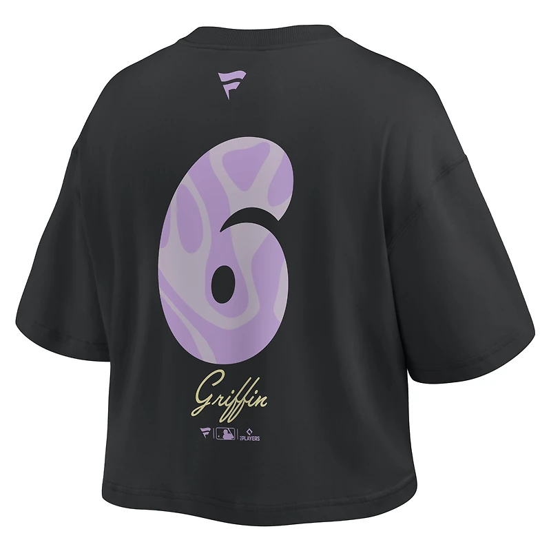 Women's Fanatics Konnor Griffin Black Pittsburgh Pirates Name & Number Cropped Top