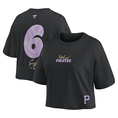 Women's Fanatics Konnor Griffin Black Pittsburgh Pirates Name & Number Cropped Top