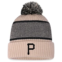 Women's Fanatics Natural/Black Pittsburgh Pirates Cuffed Knit Hat with Pom