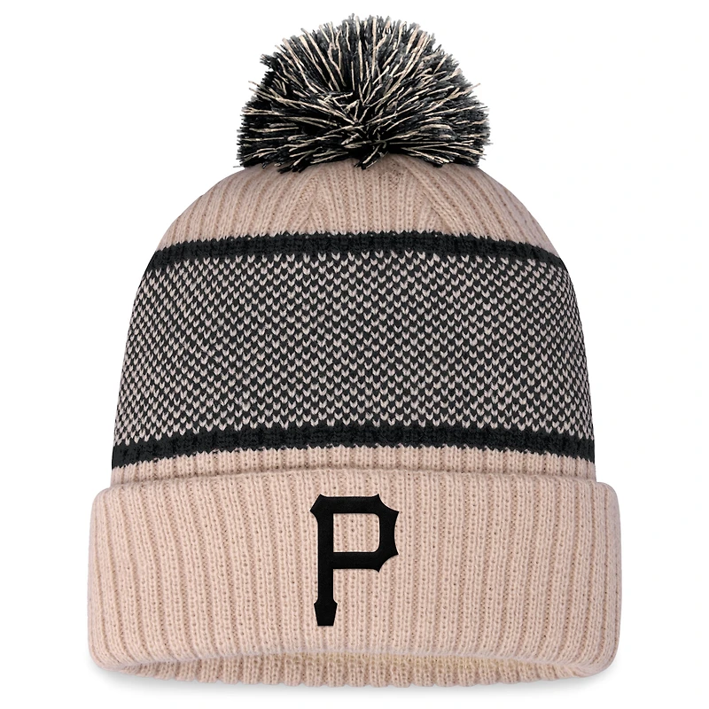Women's Fanatics Natural/Black Pittsburgh Pirates Cuffed Knit Hat with Pom
