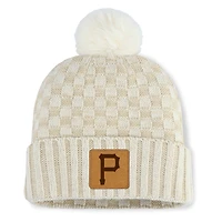 Women's Fanatics  Natural Pittsburgh Pirates Matchstick Cuffed Knit Hat with Pom