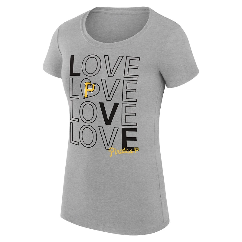 T-shirt G-III 4Her pour femme par Carl Banks, gris chiné, Pittsburgh Pirates, coupe ultra-slim, léger, motif « Love Graphic Team »